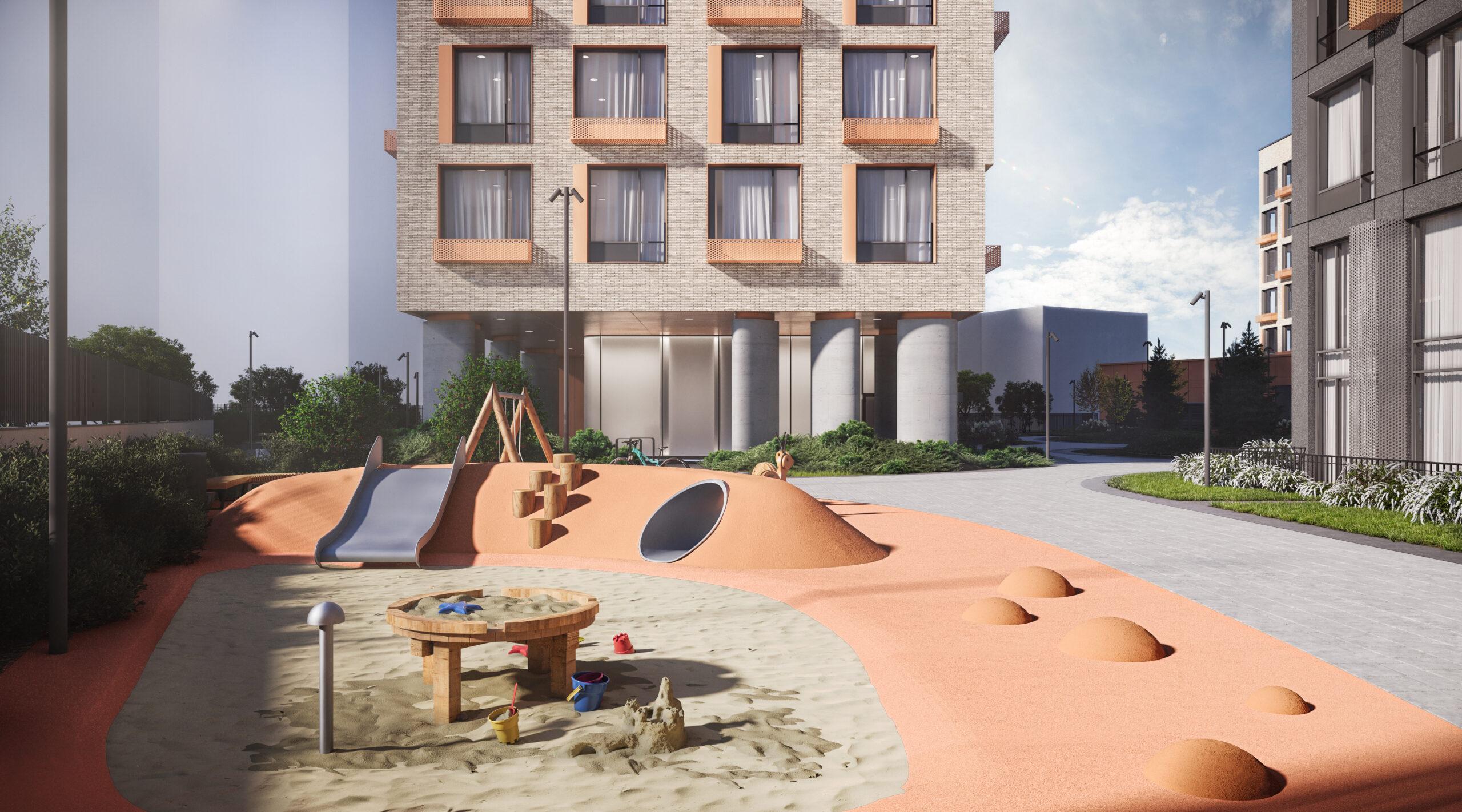 Игровая площадка с зоной для экспериментов с песком и водой появится в жилом комплексе на юго-востоке Москвы